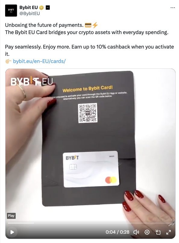 Bybit EU X post screenshot for Bybit EU Card